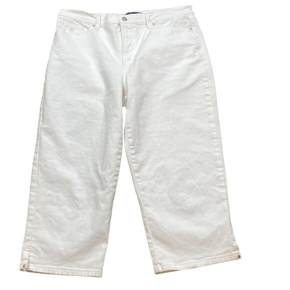 Gloria Vanderbilt Amanda Cropped White Jeans Sz 12 #330E - Picture 1 of 7